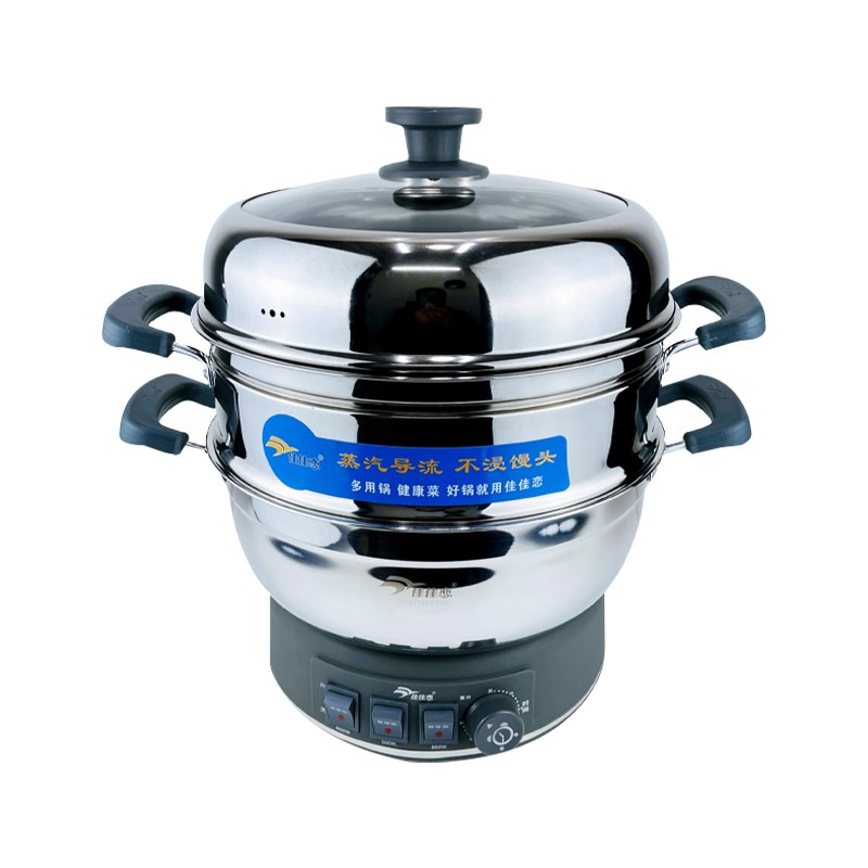 佳佳恋24款电热锅电炒锅多功能定时304不锈钢电蒸锅煮炖一体式锅