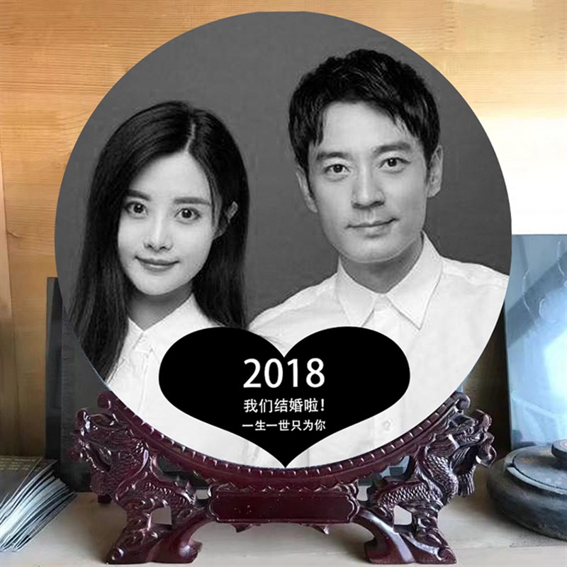 影雕人像雕刻定制 照片石刻艺术创意礼品 石雕纪念艺术品摆件