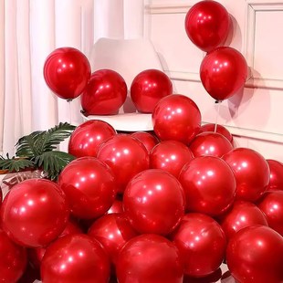 双层宝石红石榴红色气球喜庆气氛节日婚礼婚庆婚房场景装饰布置