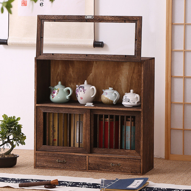 实木茶杯架展示架储物柜中式博古架桌上置物架茶具架茶壶架整理架