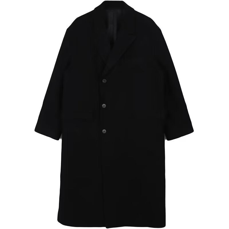 毛呢大衣男冬季单排扣中长款风衣一套搭配男士秋冬款男装呢子外套