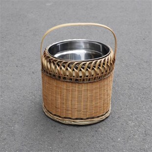 手提竹编烘笼火篮取暖灰火笼江西老式火笼陶瓷内胆家用结婚烤火罩