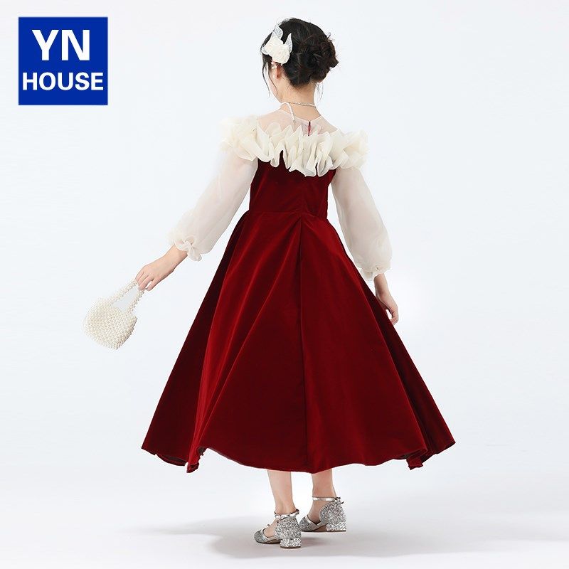 女童晚礼服闪亮公主裙轻奢小众高端儿童钢琴演奏主持人演出服