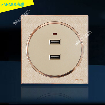 86香槟金船房车usb插座低压12V24VUSB插座36V二孔USB充电插座面板