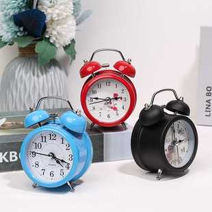 新款直销成人学生闹钟夜光定时打铃双铃台钟复古桌面2.5寸花塔面