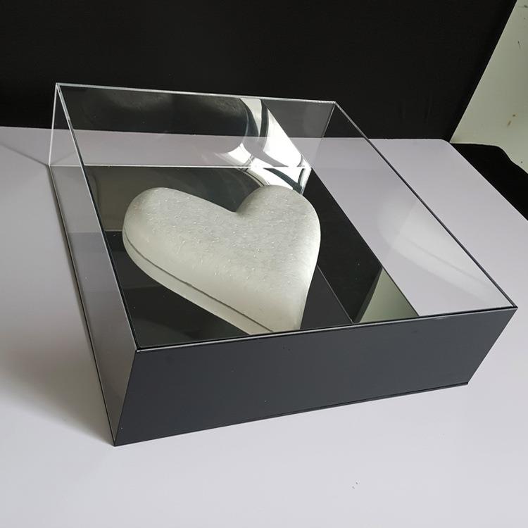 直销新款高品质亚克力花盒 镜面镜片永生花礼品盒带爱心型泡沫 直