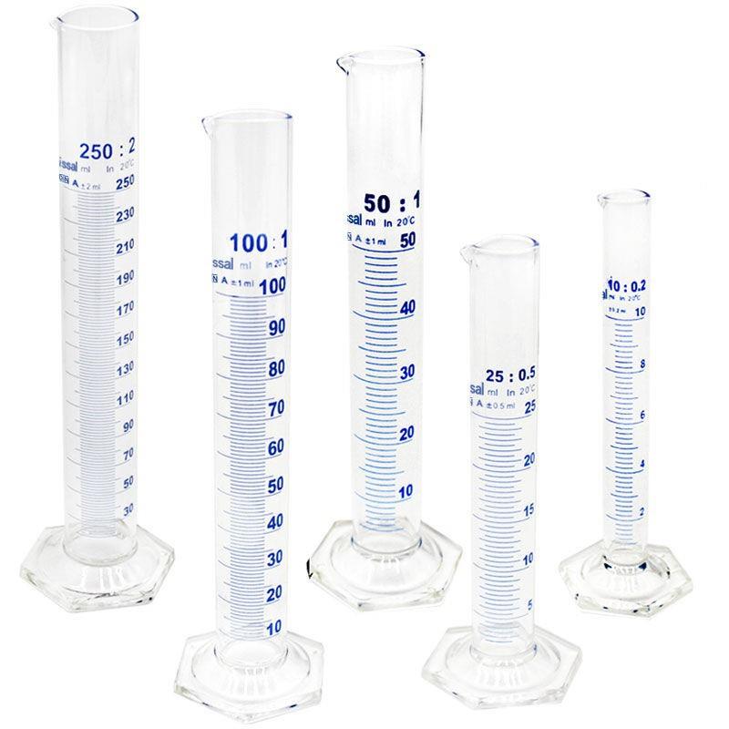 直销新款六角底玻璃量筒量杯带刻度10/50/100/250六角底量筒化学