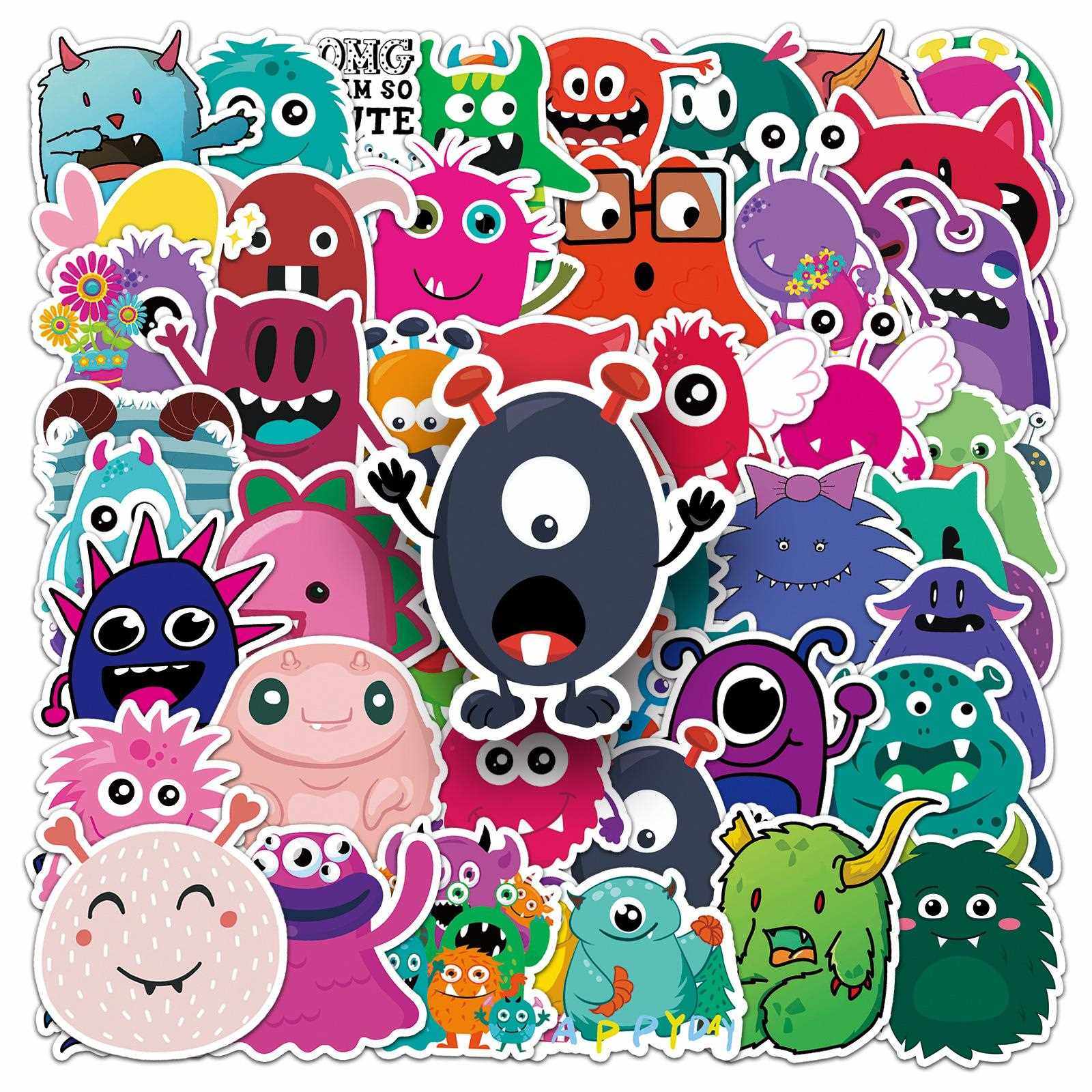 直销新款50张小怪兽创意卡通贴纸滑板车笔记本电脑汽车摩托车装饰