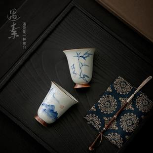 复古陶瓷茶杯品茗杯大号主人杯高脚茶杯杯功夫茶具喝茶杯 直销新款
