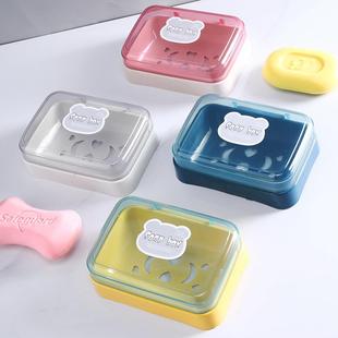 桌面创意翻盖肥皂盒简约透明塑料沥水盒家用宿舍皂盒卫生 直销新款