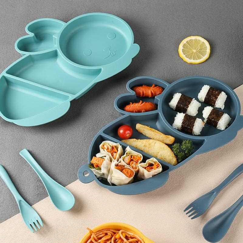 直销新款婴儿兔子儿童餐具套装宝宝防摔烫分格餐盘幼儿园勺叉辅食
