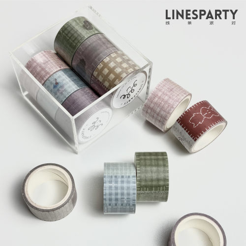 LINESPARTY原创6色拼布基础款和纸胶带手帐韩系格纹[售完不补]