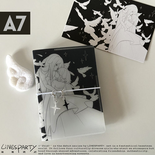 LINESPARTY原创pp活页本黑白手绘插画磨砂A7手账本艺术风格ibid!