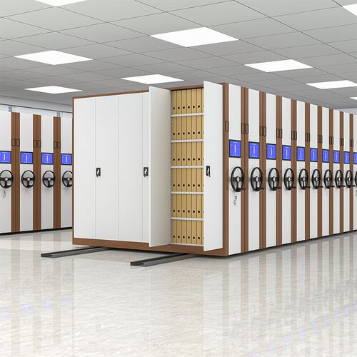 密集柜档案室电动智能密集架手摇式移动凭证资料柜钢制文件柜梯子