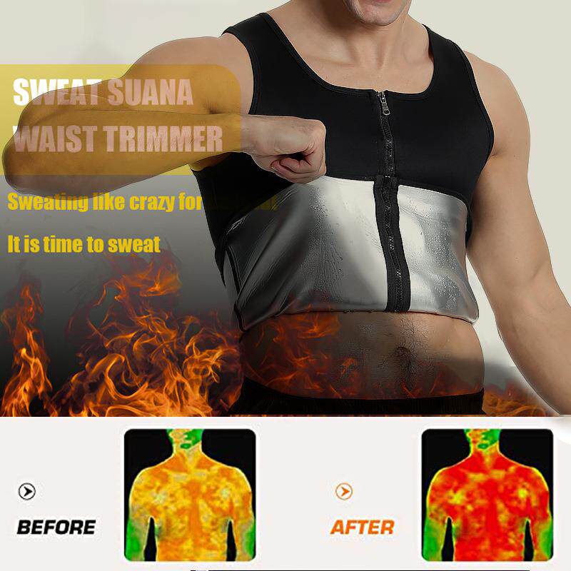 直销新款男士加厚双腰带背心塑身衣加固暴汗橡胶束身衣束腰运动收 - 锦亿源商贸出品