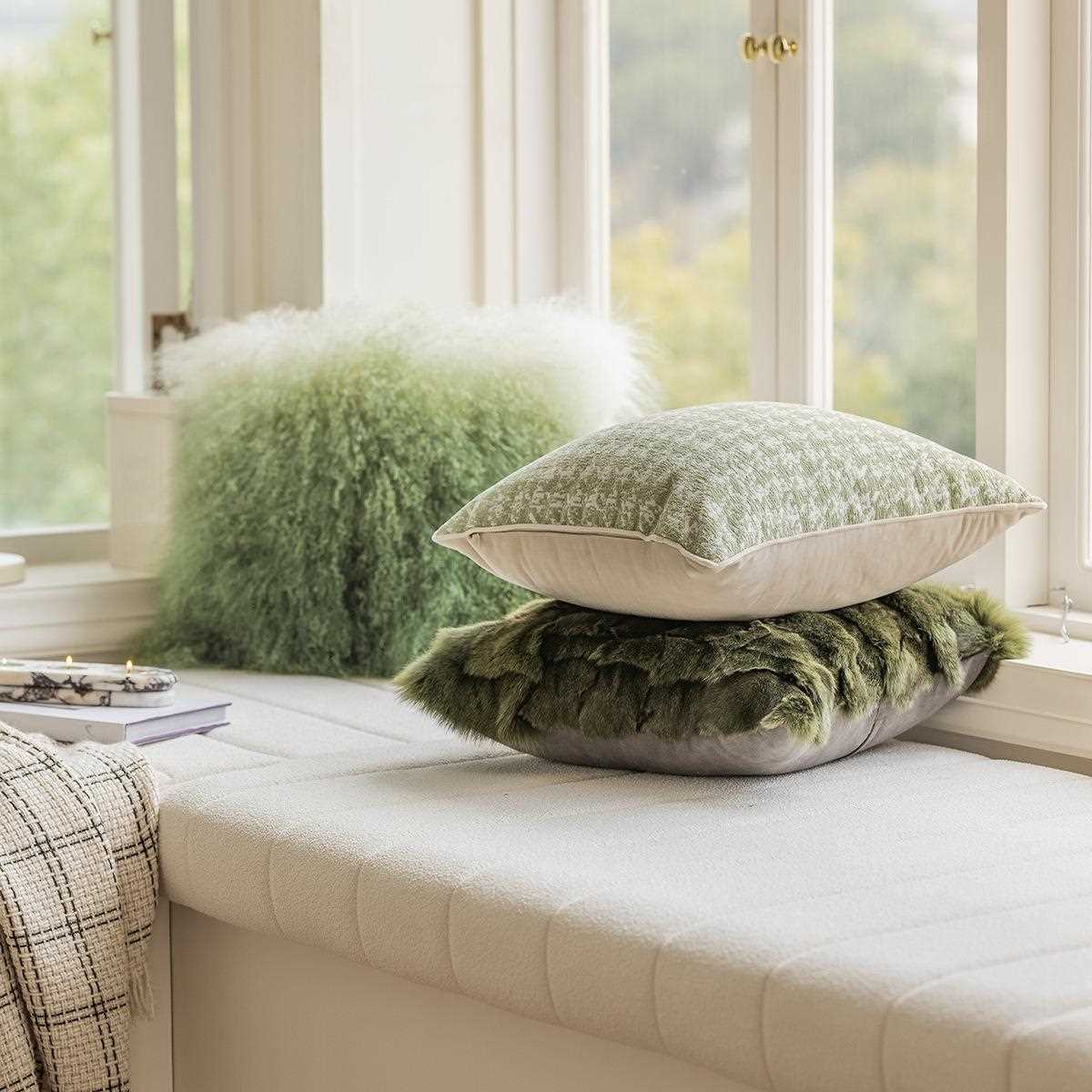 直销新款渐变色真滩羊毛抱枕套床上靠背垫床头客厅沙发靠枕ins风