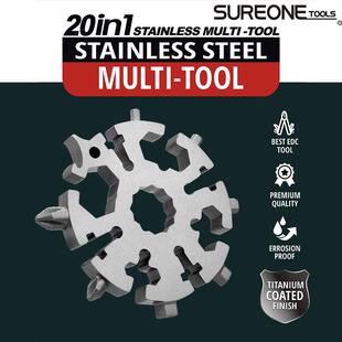 直销新款20合1圆形扳手工具多功能雪花组合EDC螺丝刀户外室外维修