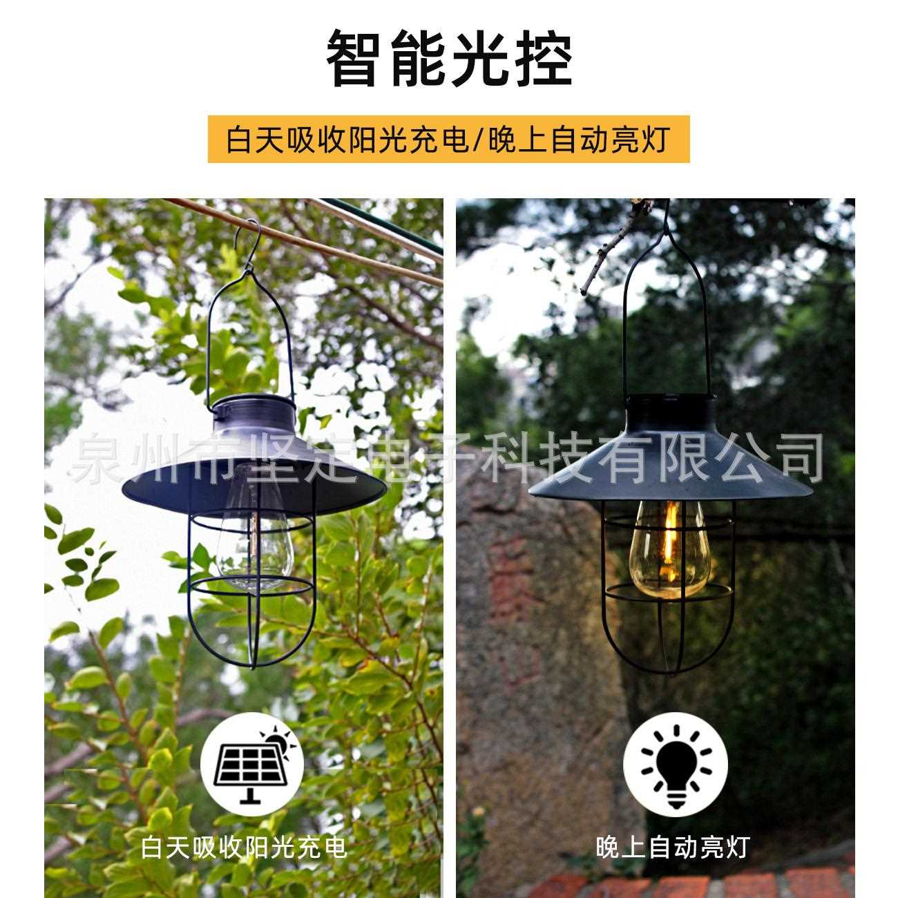 直销新款跨境户外铁艺钨丝灯泡圆盘挂灯花园露台装饰爱迪生复古灯