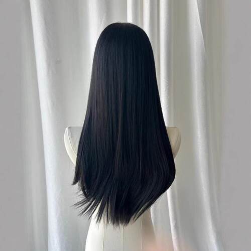 新款直销程铭假发女黑棕色圆脸自然蓬松学生甜美网红夏季长直发全