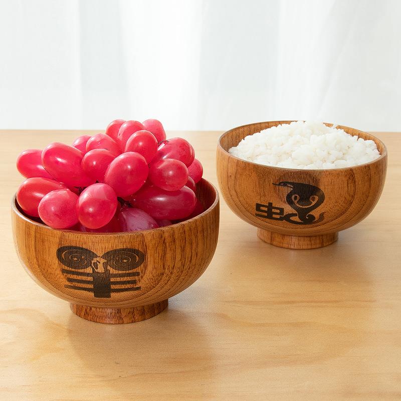 直销新款防摔十二生肖木碗 酸枣木日式餐具家用商用单只儿童碗