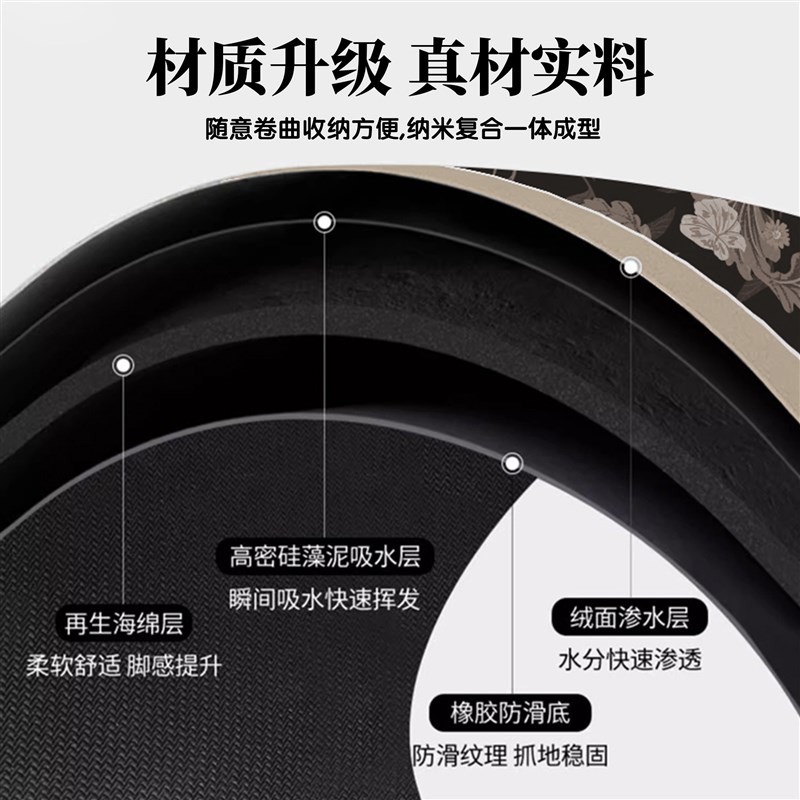 热销美式硅藻泥厨房地垫吸水吸油垫子防滑地毯可擦免洗耐脏速干脚