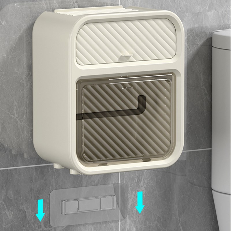 热销新品免打孔卫生间纸巾盒壁挂式卫生纸擦手纸盒厕所抽纸卷纸防