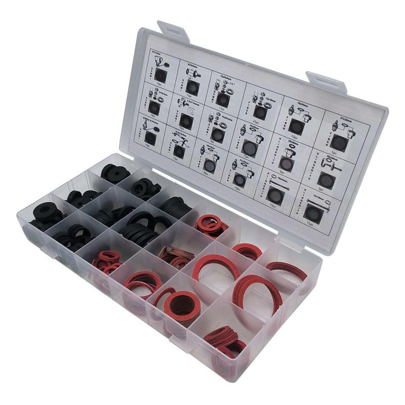 热销套水暖橡 垫组220pc平垫片橡胶胶圈套密封圈红钢型 纸o圈组