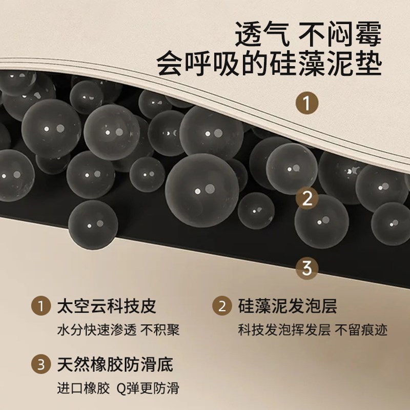 热销卡通复古厨房地垫2025新款硅藻泥吸水地毯家用防滑耐磨L型脚