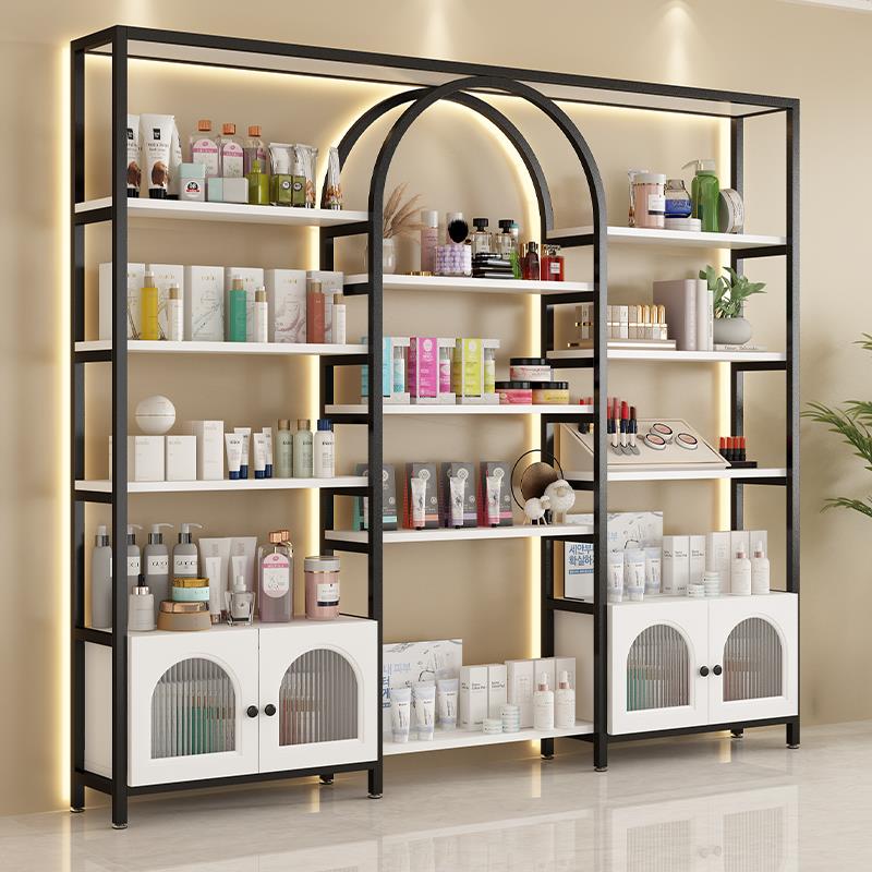 美容院产品展示柜轻奢化妆品展示架美甲店货架置物架子母婴展示柜