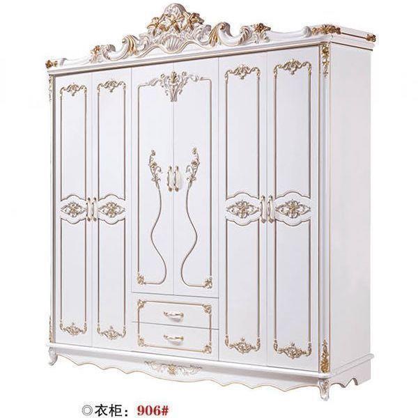 欧式雕花衣柜实木豪华5门6门家用容量卧室储物柜橱法式衣柜宫廷风