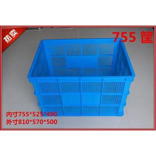755特大号塑料周转筐长方形加厚服装厂用带轮箱子快递框网眼胶箱
