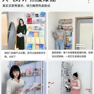 书架落地置物架门后一体靠墙家用铁艺儿童简易壁挂极窄夹缝收纳柜