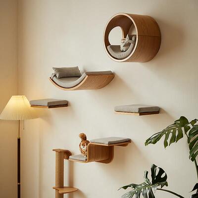 尖叫猫SCREAM实木猫爬架上墙壁式爬梯猫窝一体猫跳台猫抓柱不占地