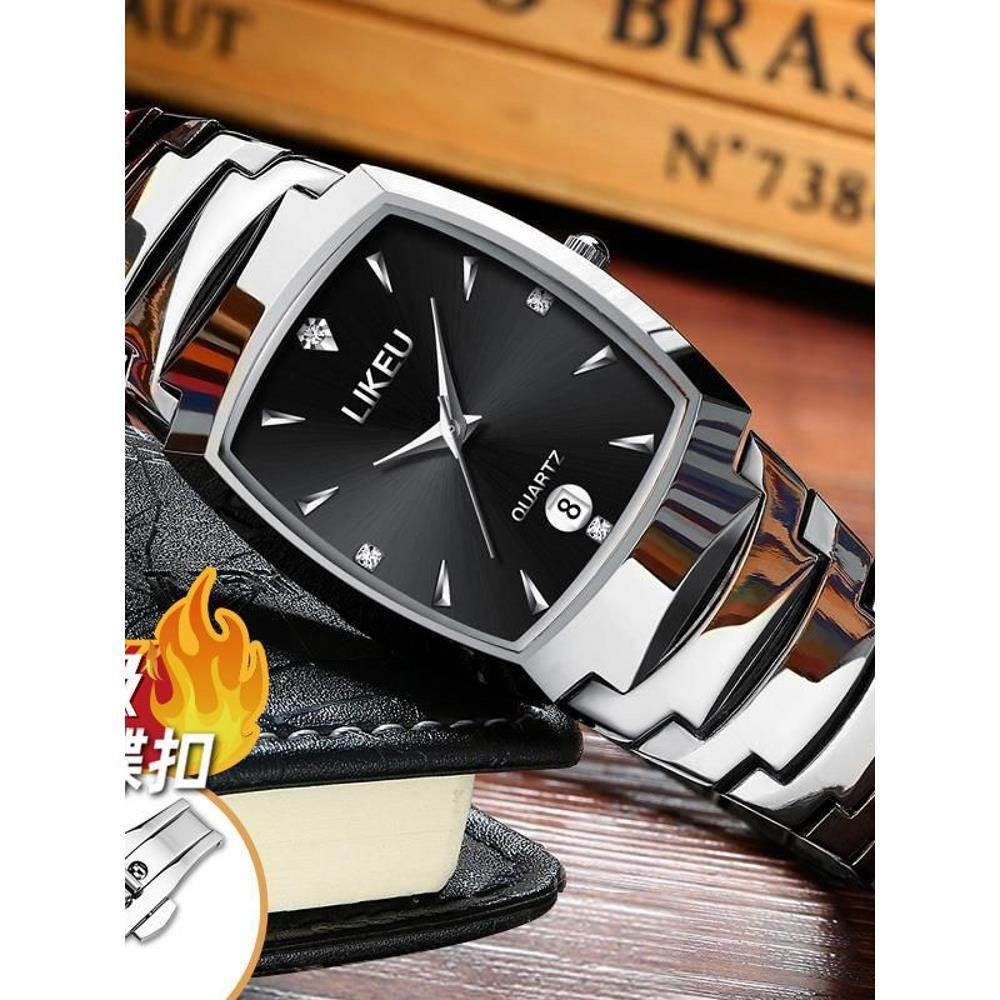 防水钨钢彩色手表男士时尚商务日历石英夫妇手表女士手表男士手表