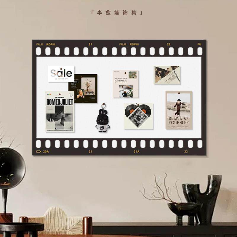 底片毛毡照片墙卧室玄关黑白高级感墙面装饰画 划客厅沙发背景墙