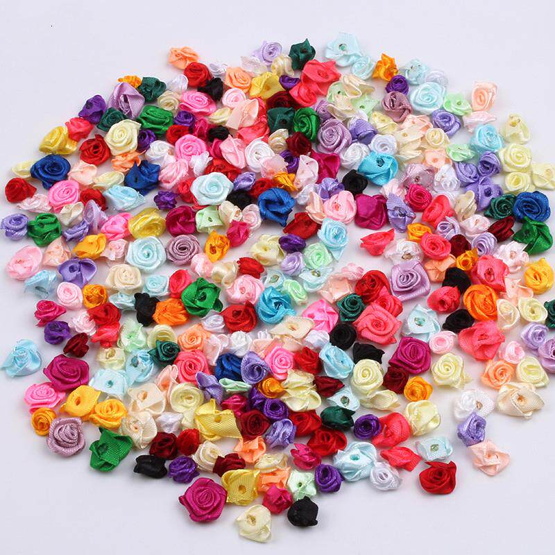 Diy1.5Cm手工涤纶缎带玫瑰装饰花发箍发夹材料礼盒装饰配件