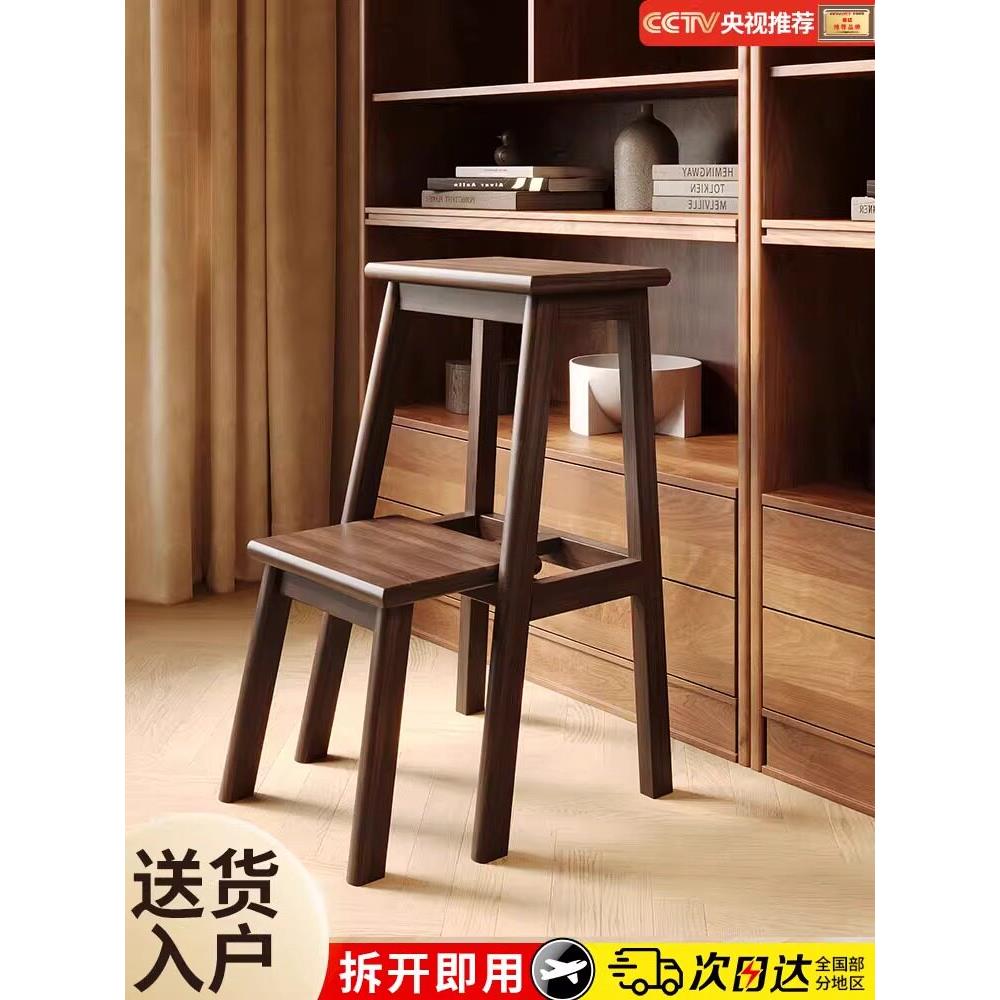 家用梯子实木梯凳多功能折叠梯椅两用凳子登高楼梯凳室内爬梯高凳
