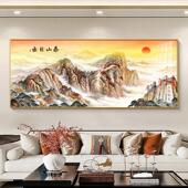 画新中式 客厅沙发背景墙装 饰画 泰山日出图挂画 画2025新款 背有靠