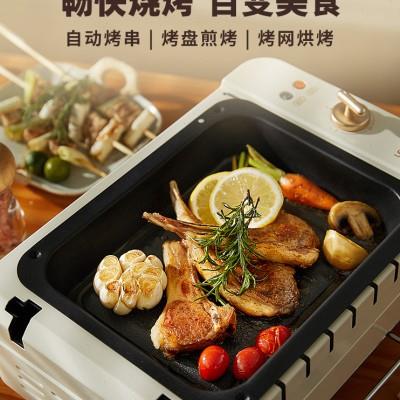 乐串烤串机烧烤炉烤肉涮烤火锅一体锅家用双层自动旋转电烤肉锅盘