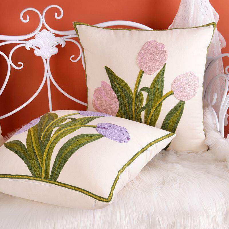直销新款刺绣抱枕小清新客厅沙发靠垫美式乡村民宿沙发靠枕北欧in