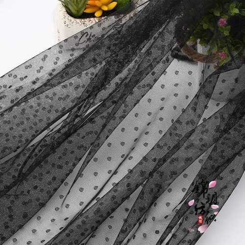 直销新款网布蕾丝网纱布料圆点镂空透明网纱点点纱女时装连衣裙纱