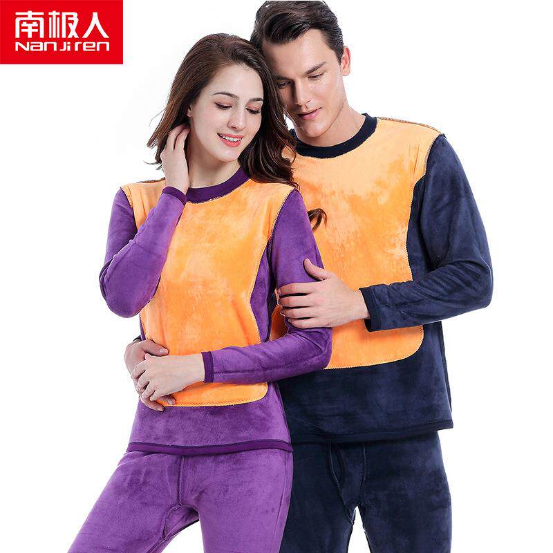 直销新款保暖内衣男士套装秋冬加绒加厚内衣女式冬装贴身护膝护肚