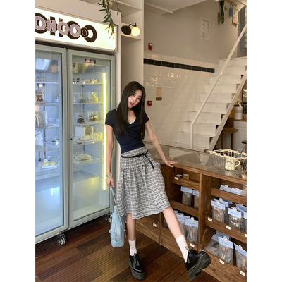 Joeyoo 西西弗斯 格子半身裙女夏季新款可两穿中长款吊带裙