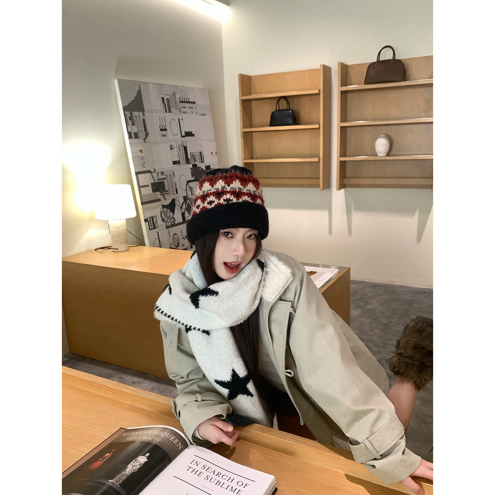 Joeyoo【12/08上新 费城假日】秋冬米杏色加厚派克服女毛领宽松