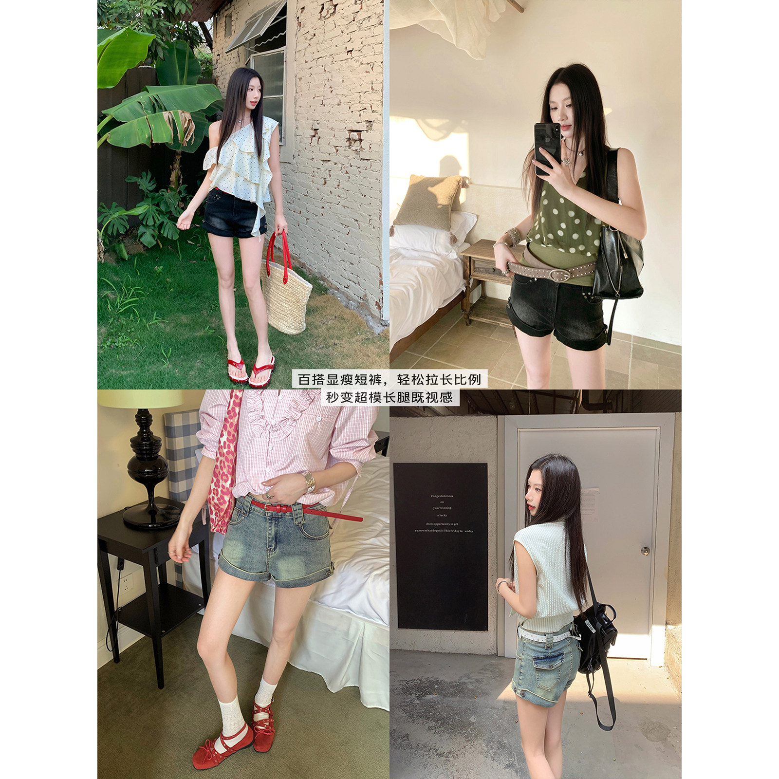 Joeyoo新款宽松设计感卷边牛仔短裤女夏超火高腰显瘦百搭阔腿热裤