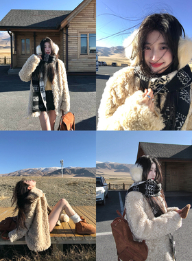 Joeyoo秋冬宽松大翻领羊羔毛外套女2025新款毛茸茸超好看皮毛一体