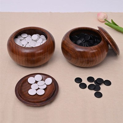 围棋罐单独空盒五子棋收纳盒实木棋罐耐摔装棋子盒整块木头罐