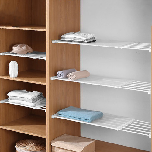 伸缩衣柜内分层隔板免打孔置物架厕所夹单层衣服架浴室墙上收纳架