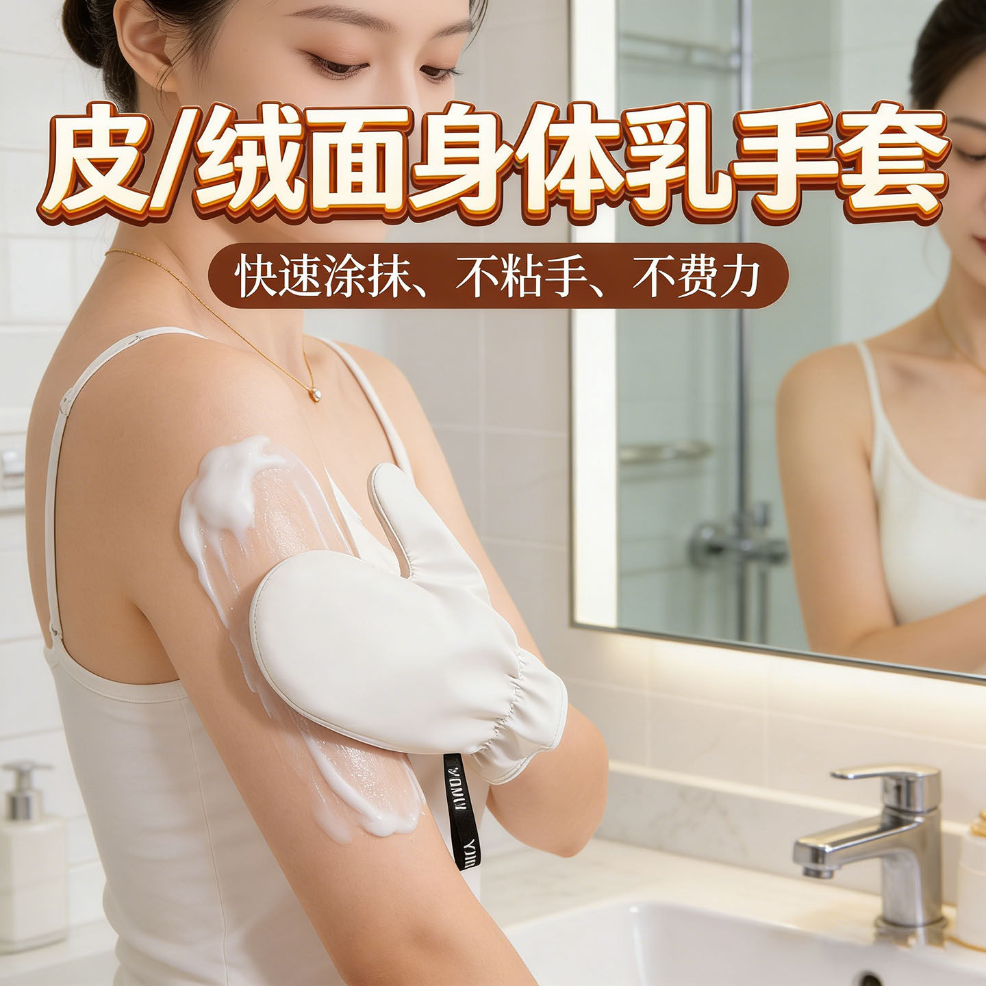 擦身体乳手套皮抹防晒素颜霜美黑油涂抹神器植绒防水手套懒人专用