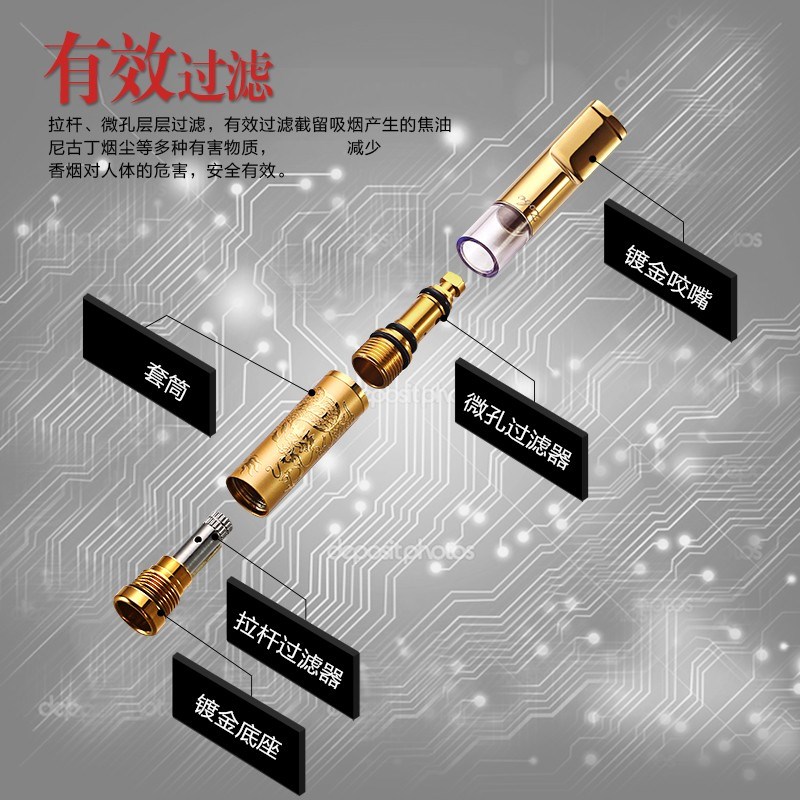 正牌烟嘴过滤器七重循环型可v清洗过滤芯男士粗中细三用过滤嘴细